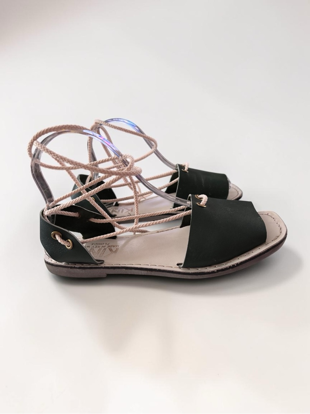 KINO Key West Forest Green Leather Lace-Up Gladiator Sandals Size 8
